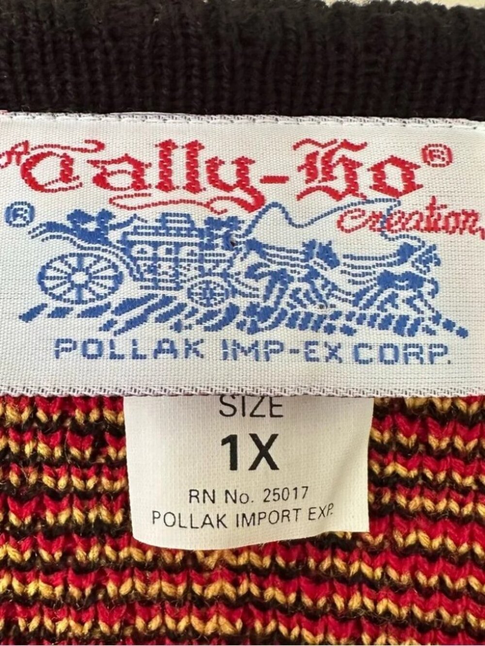 Tally-Ho Vintage 90s Red Plaid Holiday Sweater, 1X - Picture 6 of 9